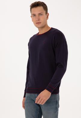 Erkek Comfort Fit Yaka Detaylı Lacivert Kazak - 50315022005