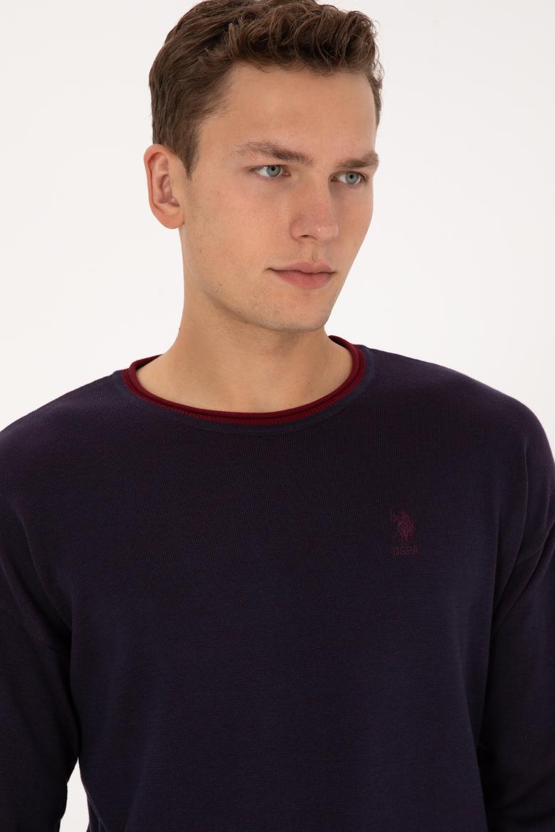 Erkek Comfort Fit Yaka Detaylı Lacivert Kazak - 50315022005