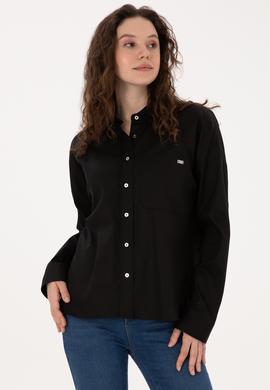 Kadın Siyah Uzun Kollu Gömlek - 50316377028