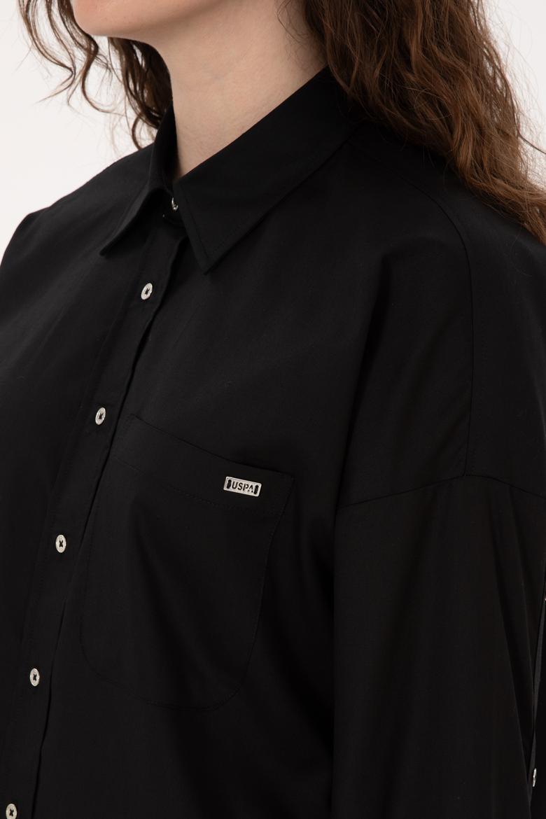 Kadın Siyah Uzun Kollu Gömlek - 50316377028