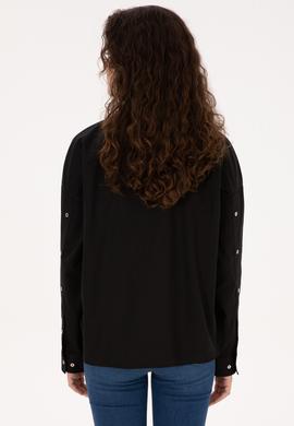 Kadın Siyah Uzun Kollu Gömlek - 50316377028