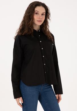 Kadın Siyah Uzun Kollu Gömlek - 50316377028