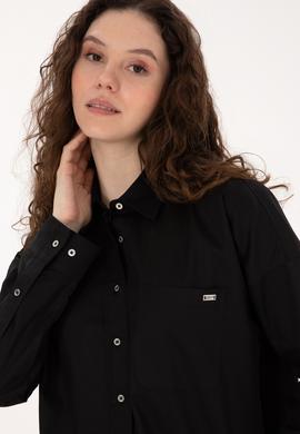 Kadın Siyah Uzun Kollu Gömlek - 50316377028