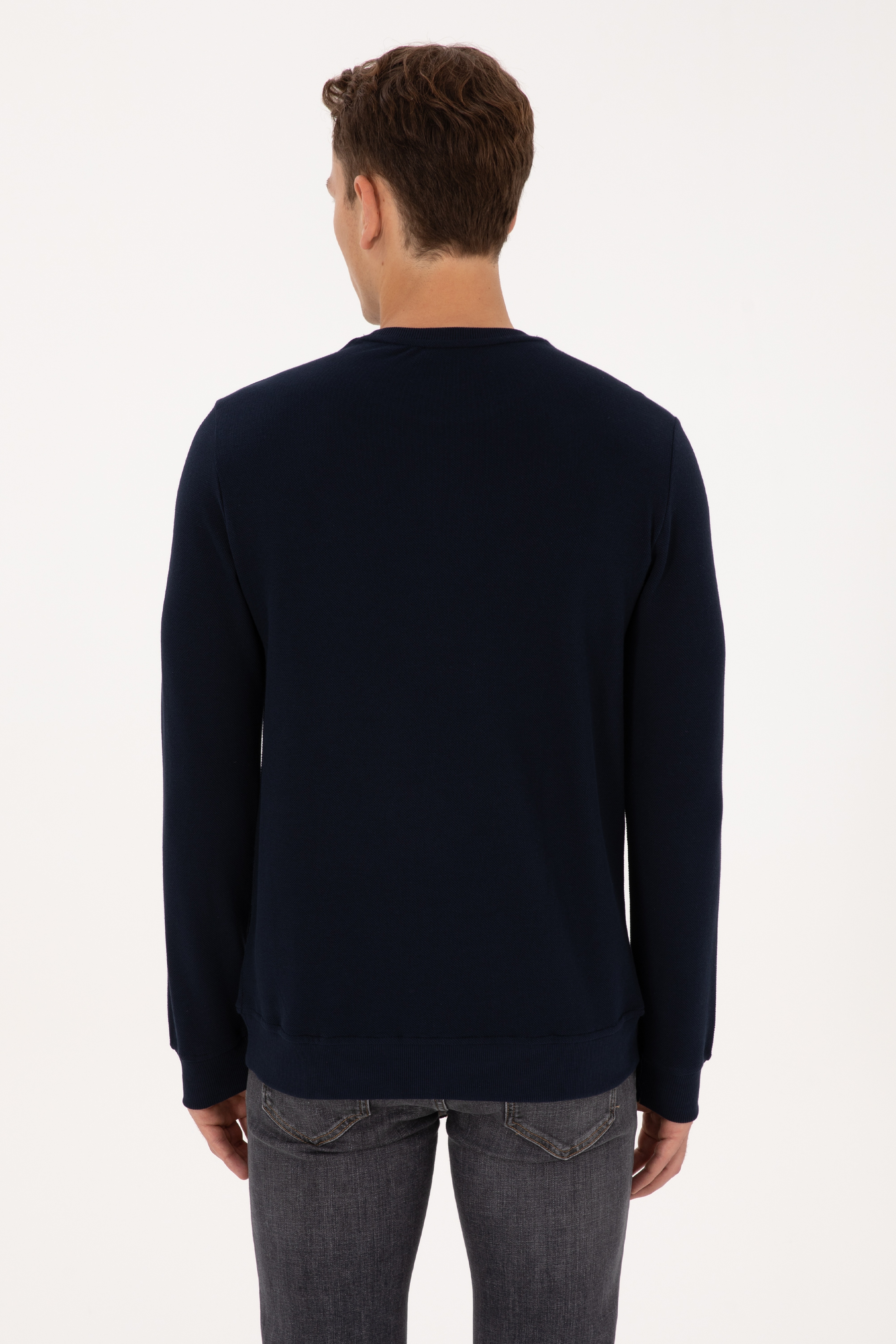 Erkek Regular Fit Bisiklet Yaka Lacivert Sweatshirt - Image 5