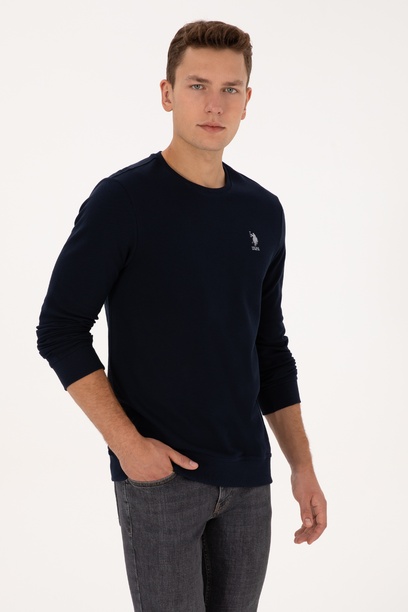 Erkek Regular Fit Bisiklet Yaka Lacivert Sweatshirt