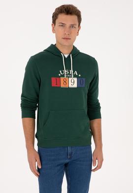 Erkek Regular Fit Kapüşonlu Koyu Yeşil Sweatshirt - 50316364006