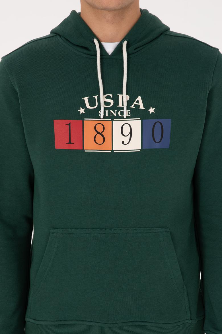 Erkek Regular Fit Kapüşonlu Koyu Yeşil Sweatshirt - 50316364006