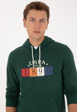 Erkek Regular Fit Kapüşonlu Koyu Yeşil Sweatshirt - 50316364006