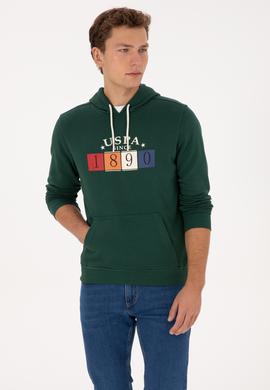 Erkek Regular Fit Kapüşonlu Koyu Yeşil Sweatshirt - 50316364006