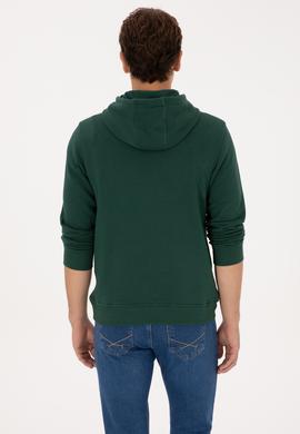 Erkek Regular Fit Kapüşonlu Koyu Yeşil Sweatshirt - 50316364006