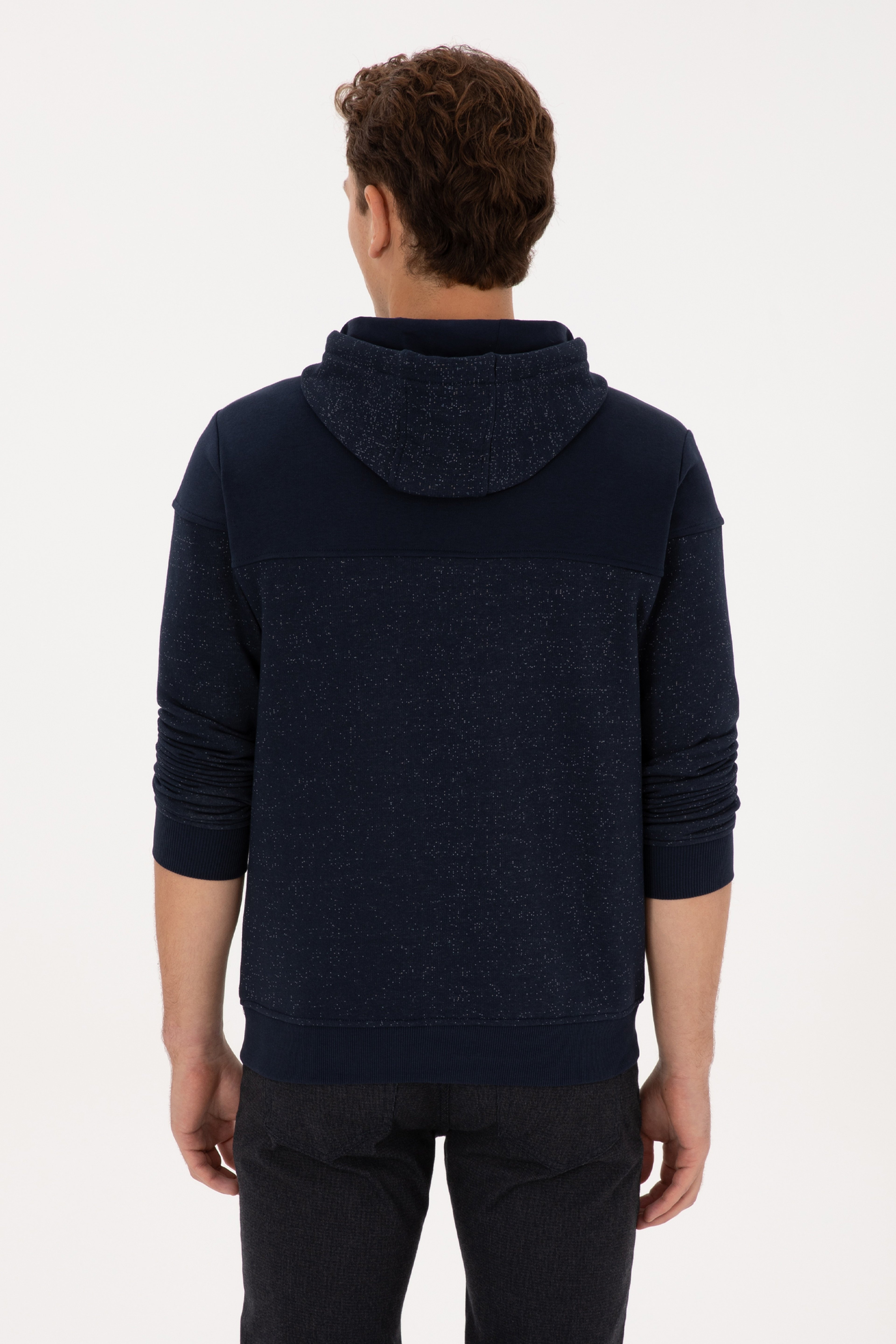 Erkek Regular Fit Kapüşonlu Lacivert Sweatshirt - Image 5