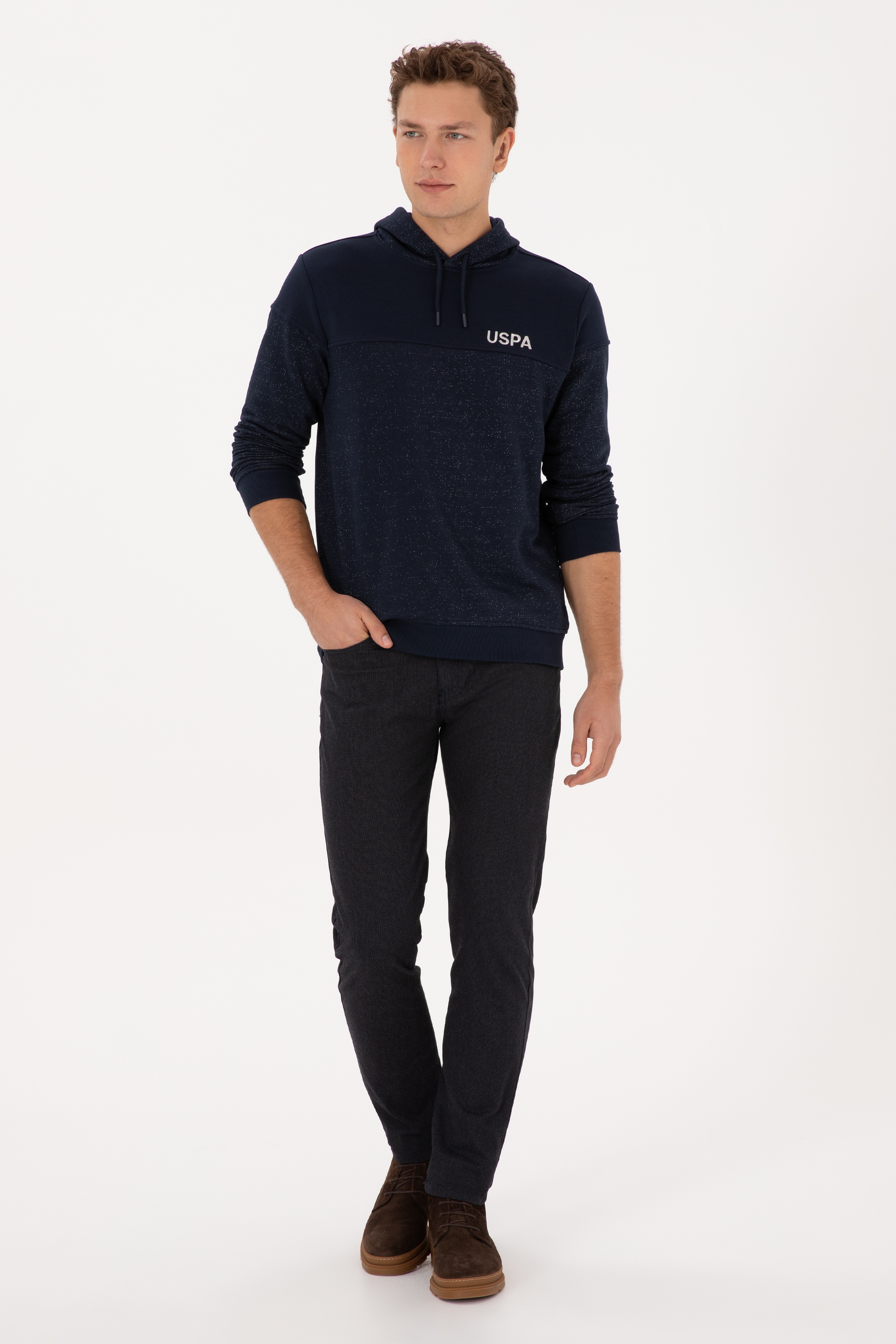 Erkek Regular Fit Kapüşonlu Lacivert Sweatshirt