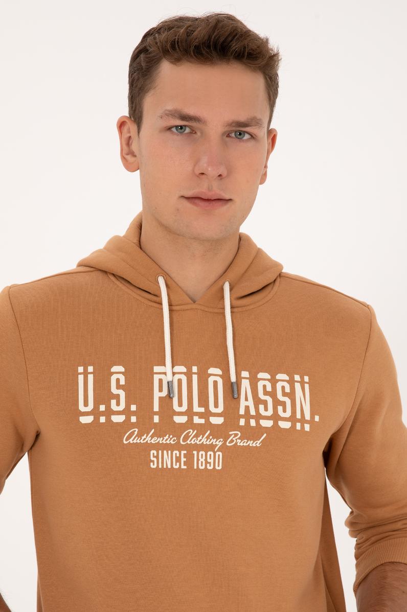 Erkek Regular Fit Kapüşonlu Camel Sweatshirt