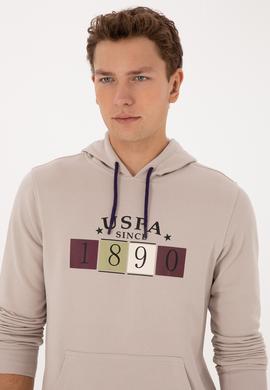 Erkek Regular Fit Kapüşonlu Taş Sweatshirt - 50316364017