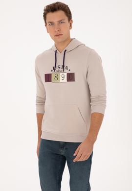 Erkek Regular Fit Kapüşonlu Taş Sweatshirt - 50316364017