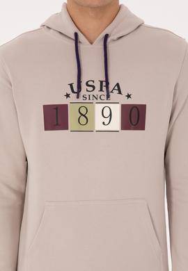 Erkek Regular Fit Kapüşonlu Taş Sweatshirt - 50316364017