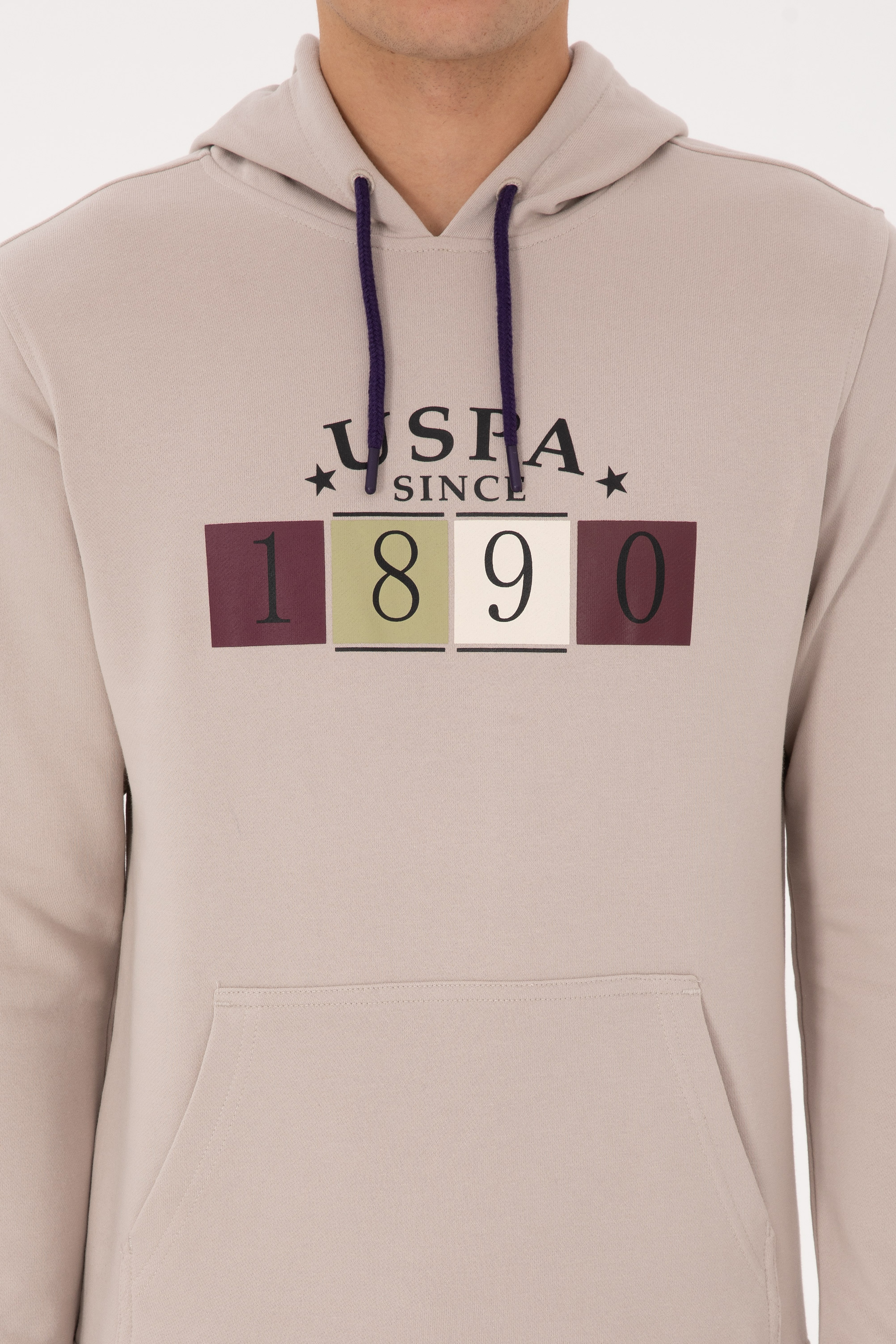Erkek Regular Fit Kapüşonlu Taş Sweatshirt - Image 6