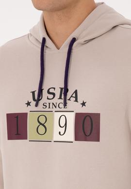 Erkek Regular Fit Kapüşonlu Taş Sweatshirt - 50316364017