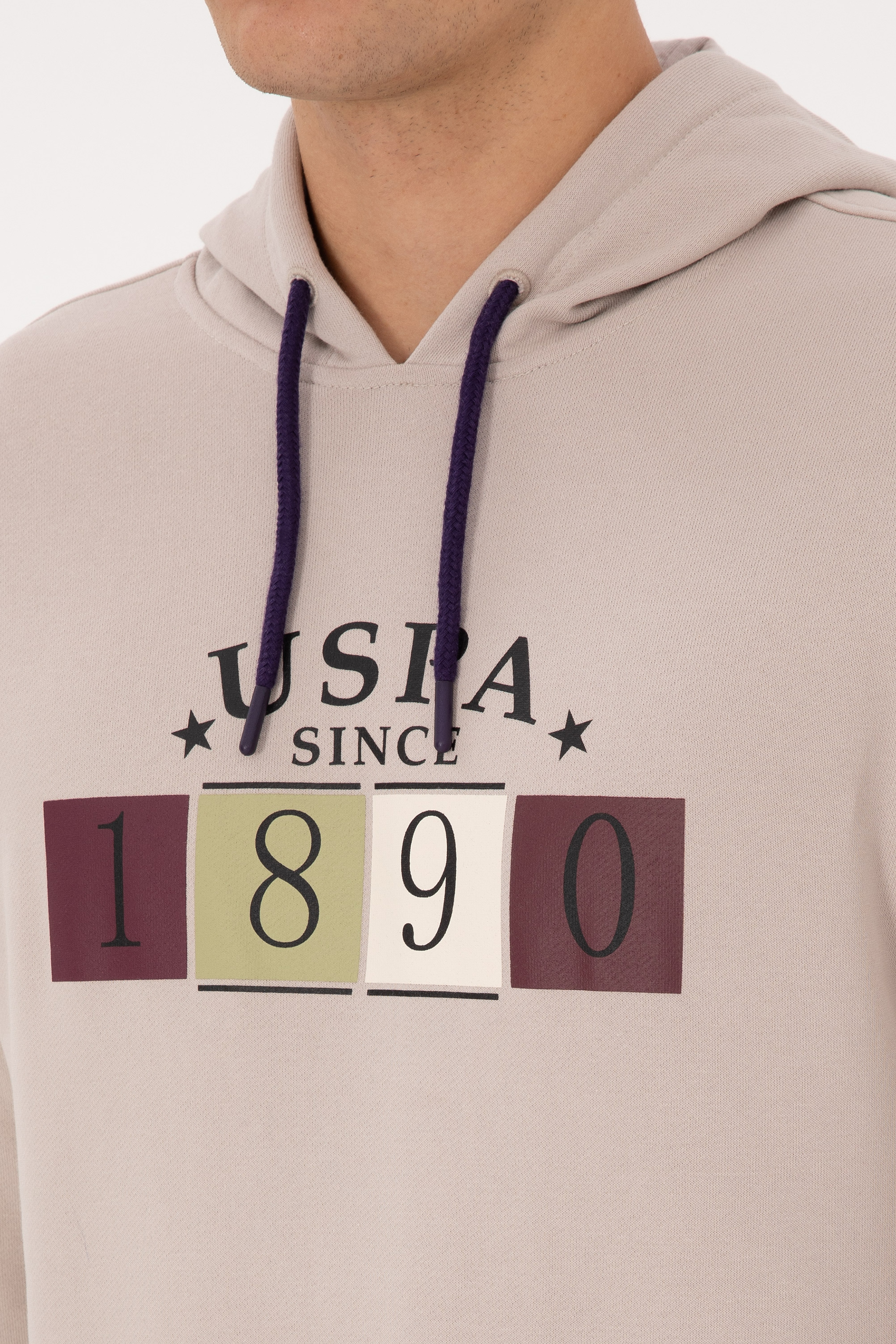 Erkek Regular Fit Kapüşonlu Taş Sweatshirt - Image 7