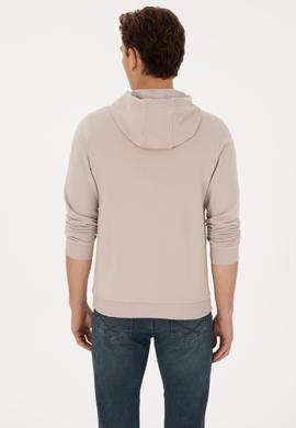 Erkek Regular Fit Kapüşonlu Taş Sweatshirt - 50316364017