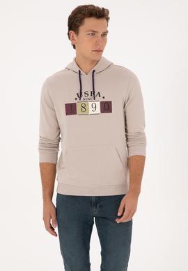 Erkek Regular Fit Kapüşonlu Taş Sweatshirt - 50316364017