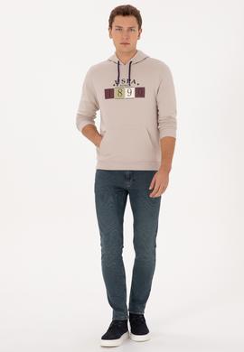 Erkek Regular Fit Kapüşonlu Taş Sweatshirt - 50316364017