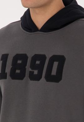 Erkek Regular Fit Kapüşonlu Şardonlu Gri Sweatshirt - 50316359081