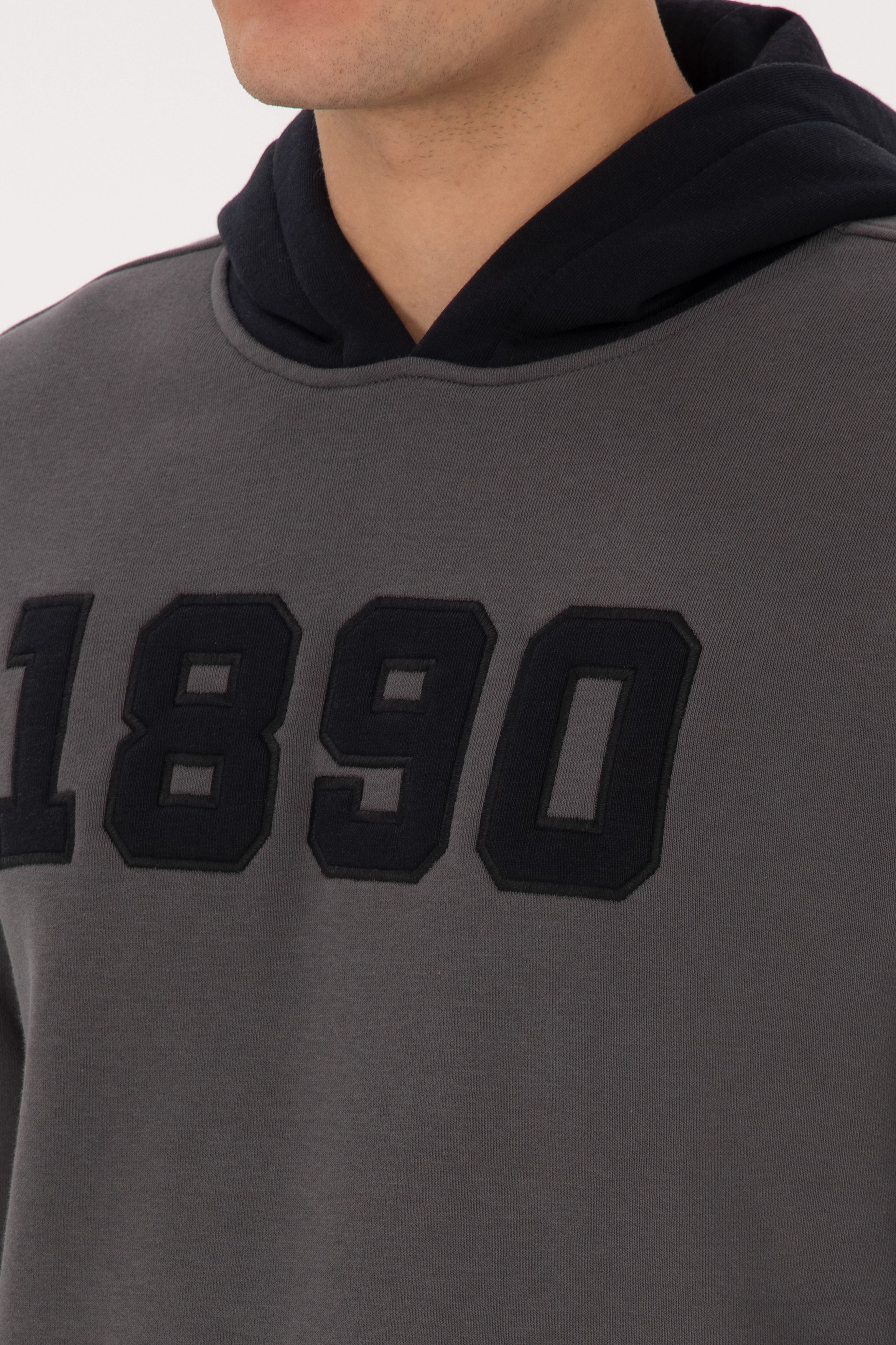 Erkek Regular Fit Kapüşonlu Şardonlu Gri Sweatshirt