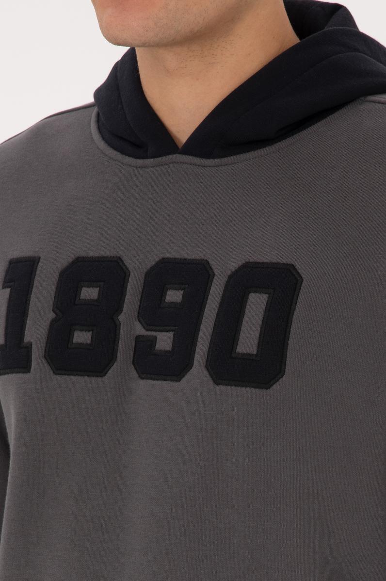 Erkek Regular Fit Kapüşonlu Şardonlu Gri Sweatshirt