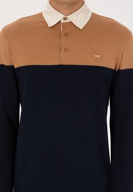 Erkek Regular Fit Polo Yaka Camel Sweatshirt - 50316428027