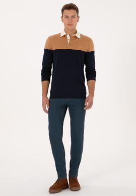 Erkek Regular Fit Polo Yaka Camel Sweatshirt - 50316428027