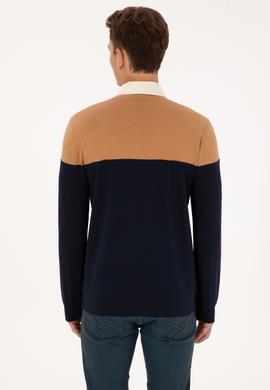 Erkek Regular Fit Polo Yaka Camel Sweatshirt - 50316428027