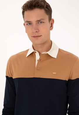 Erkek Regular Fit Polo Yaka Camel Sweatshirt - 50316428027