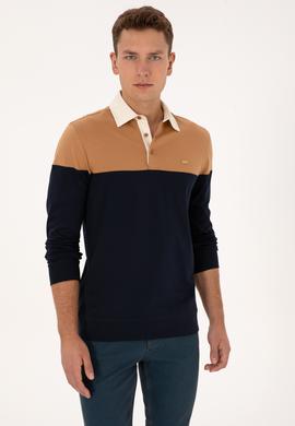 Erkek Regular Fit Polo Yaka Camel Sweatshirt - 50316428027