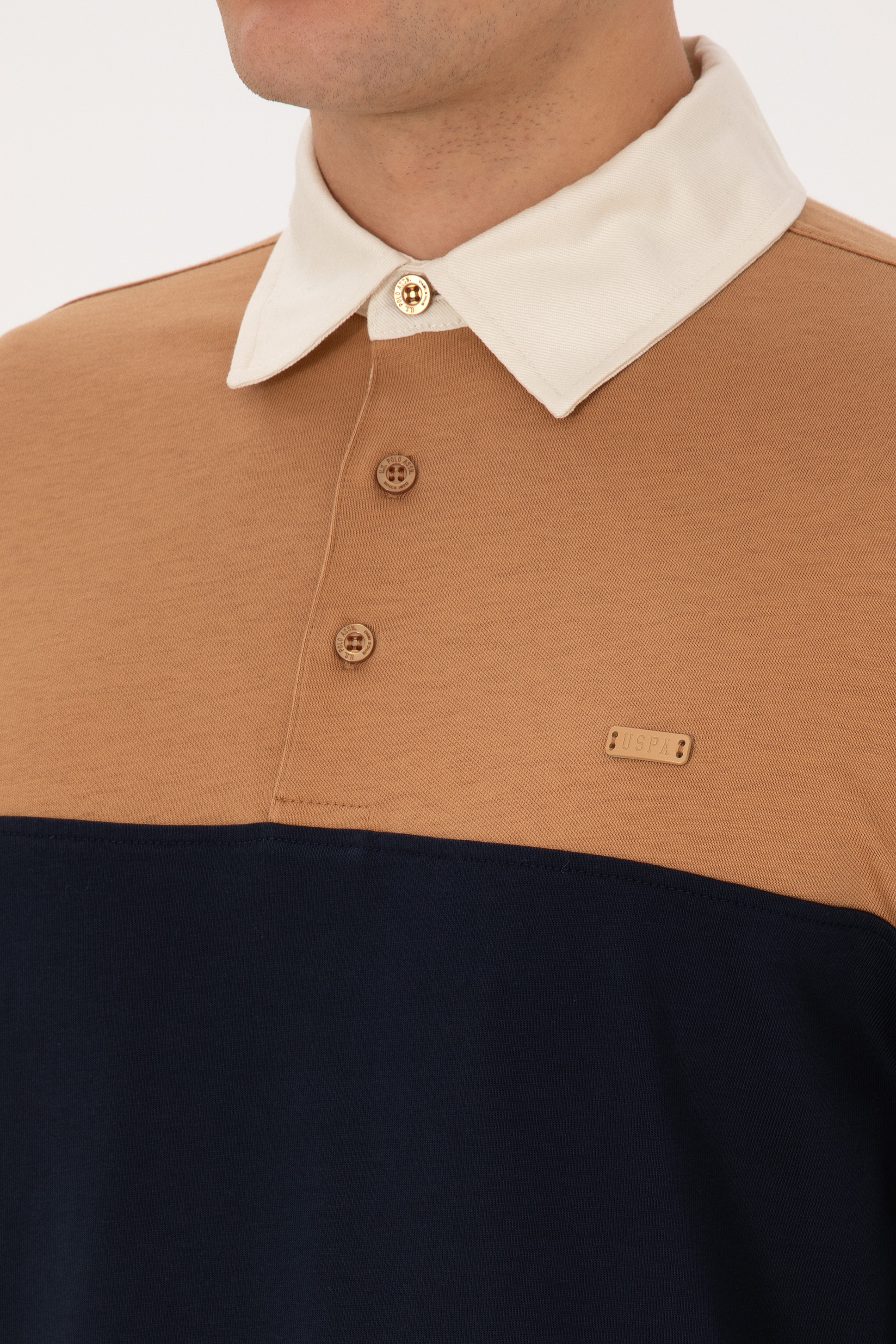 Erkek Regular Fit Polo Yaka Camel Sweatshirt - Image 7