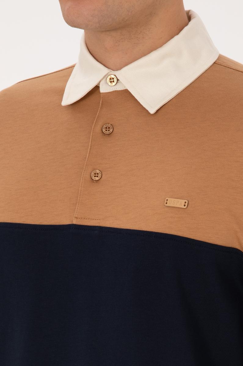 Erkek Regular Fit Polo Yaka Camel Sweatshirt