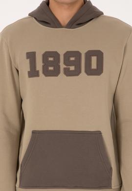 Erkek Regular Fit Kapüşonlu Şardonlu Açık Haki Sweatshirt - 50316359061