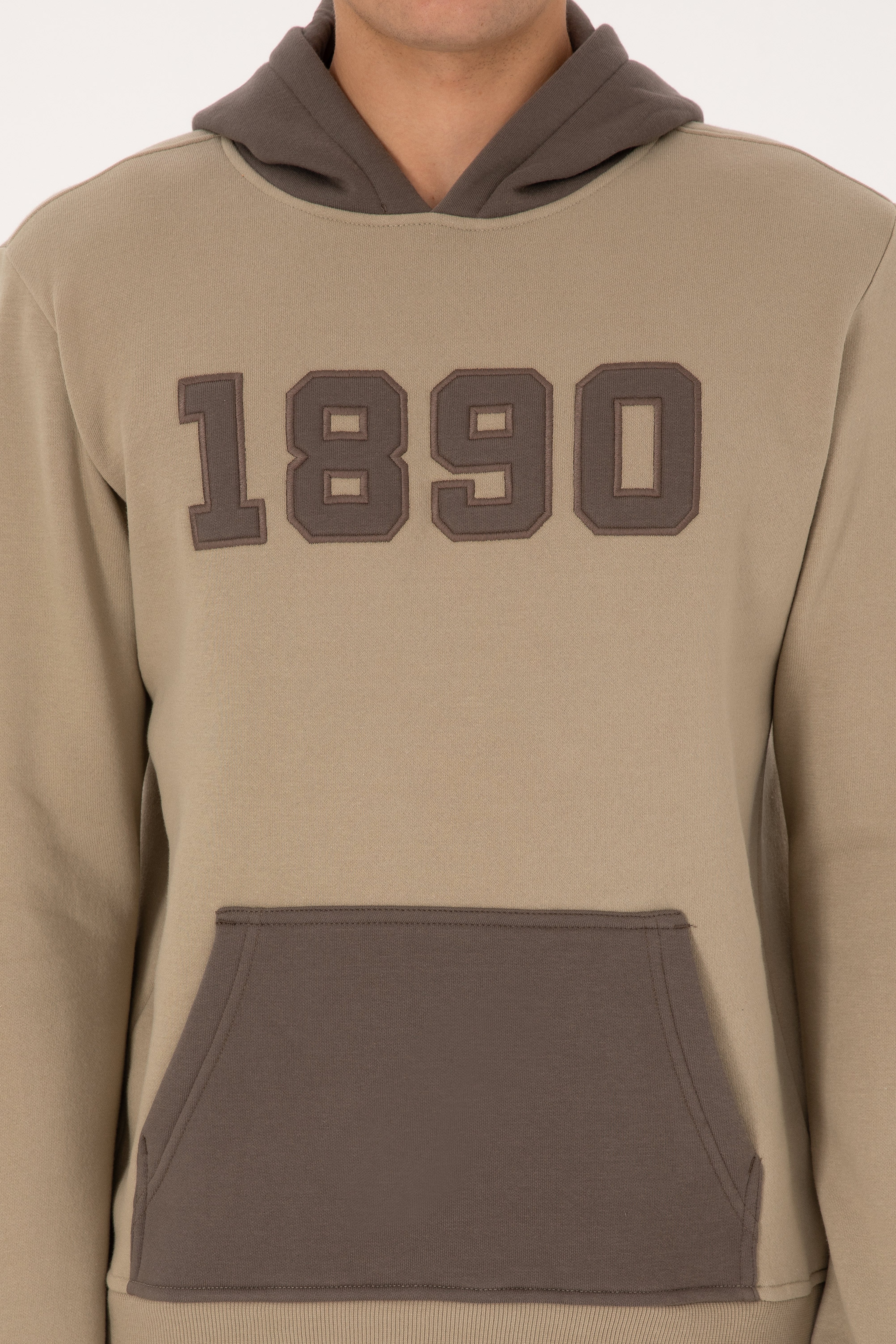 Erkek Regular Fit Kapüşonlu Şardonlu Açık Haki Sweatshirt - Image 6