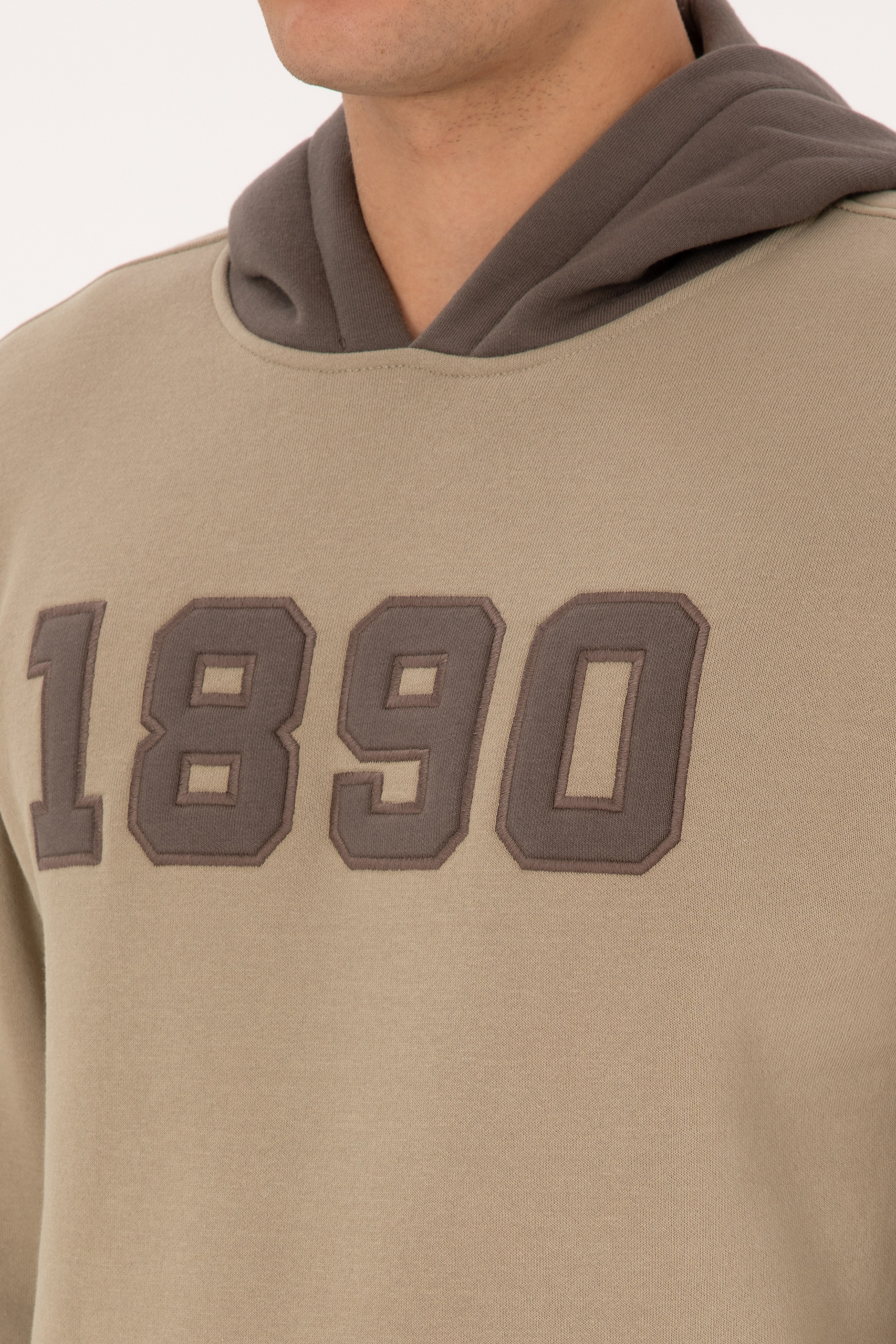 Erkek Regular Fit Kapüşonlu Şardonlu Açık Haki Sweatshirt - Image 7