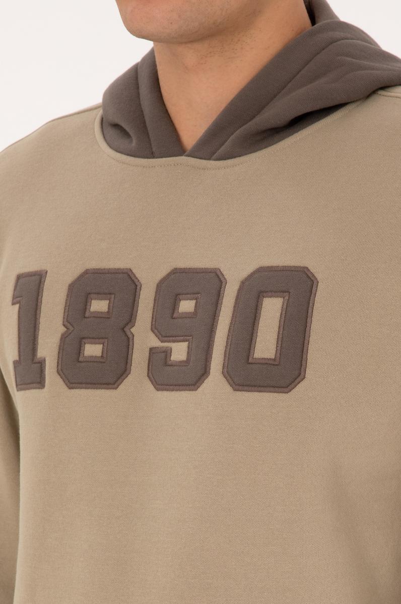 Erkek Regular Fit Kapüşonlu Şardonlu Açık Haki Sweatshirt