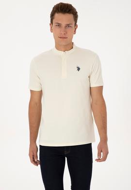 Erkek Regular Fit Hakim Yaka Beyaz Tişört - 50324794017