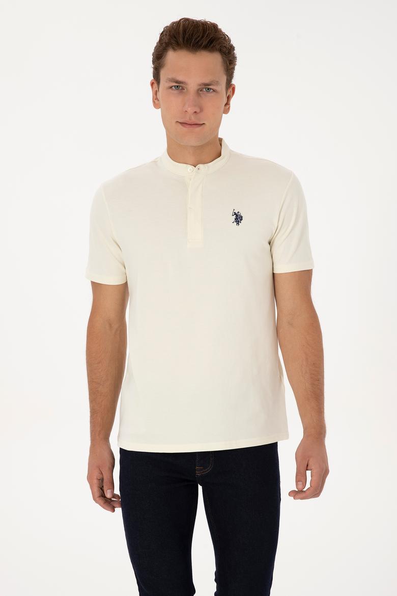 Erkek Regular Fit Hakim Yaka Beyaz Tişört - 50324794017