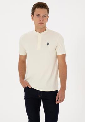 Erkek Regular Fit Hakim Yaka Beyaz Tişört - 50324794017