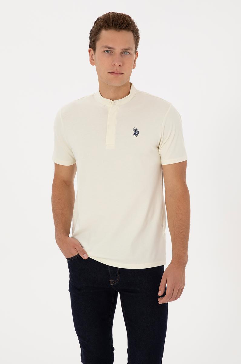 Erkek Regular Fit Hakim Yaka Beyaz Tişört