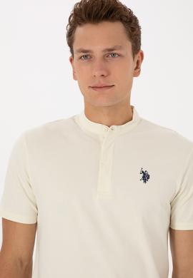 Erkek Regular Fit Hakim Yaka Beyaz Tişört - 50324794017