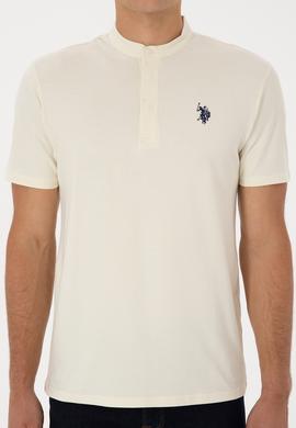 Erkek Regular Fit Hakim Yaka Beyaz Tişört - 50324794017