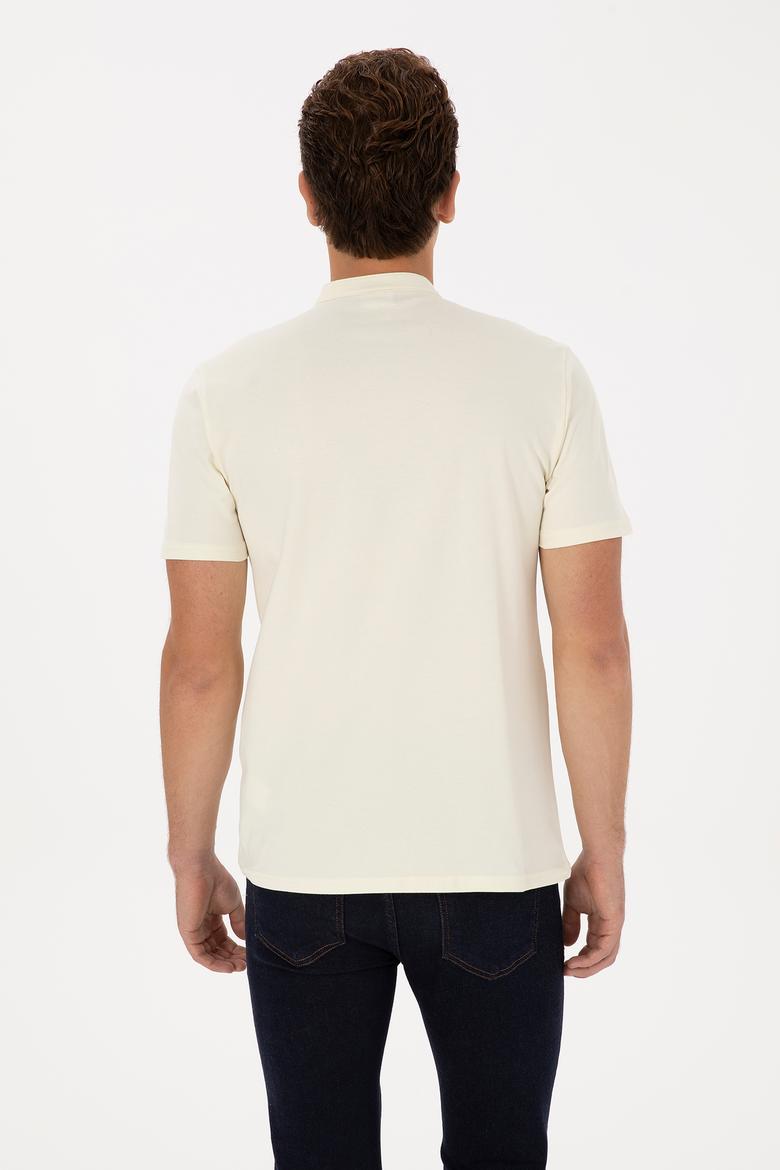 Erkek Regular Fit Hakim Yaka Beyaz Tişört - 50324794017