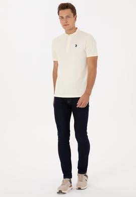 Erkek Regular Fit Hakim Yaka Beyaz Tişört - 50324794017