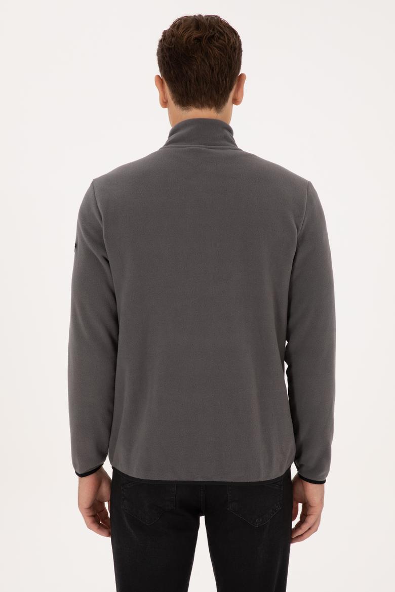 Erkek Regular Fit Gri Polar Örme Hırka - 50313779101