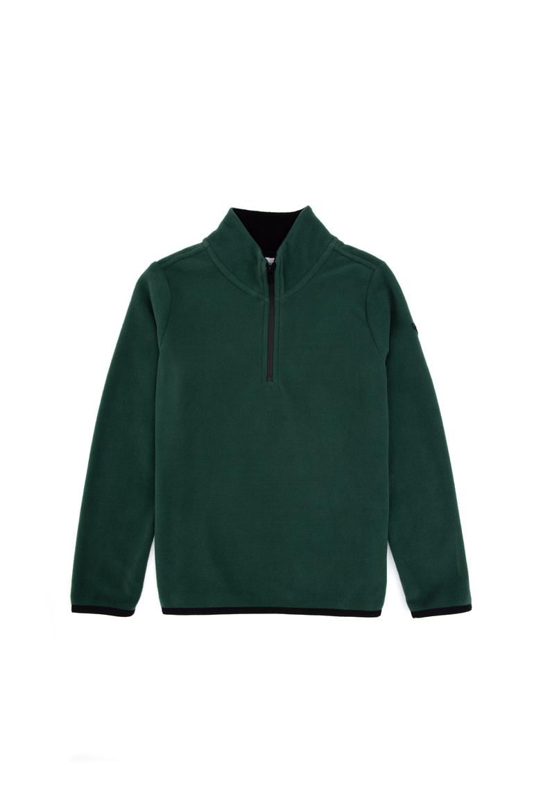 Erkek Çocuk Koyu Yeşil Yarım Fermuarlı Sweatshirt - 50313841007